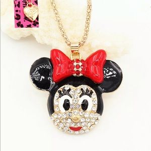 New Betsey Johnson Crystal Minnie Mouse Necklace